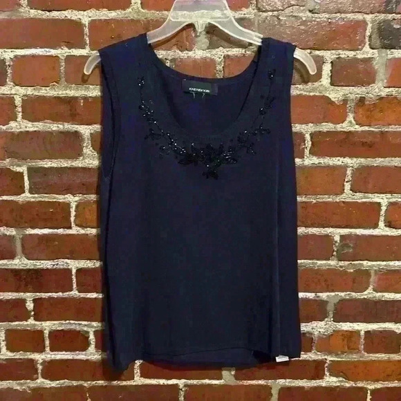 Womens Size Large James New York Navy Sweater Vest with Neckline Detail - Picture 1 of 4